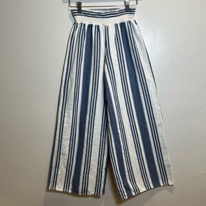 Altar'd State Linen Pants Blue White Linen Blend Pull On Wide Leg Size Small